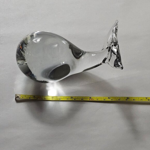 Whale Tail Clear Sculpture Figurine By Spectrum Crystal Indented Eyes Beautiful - Picture 8 of 9